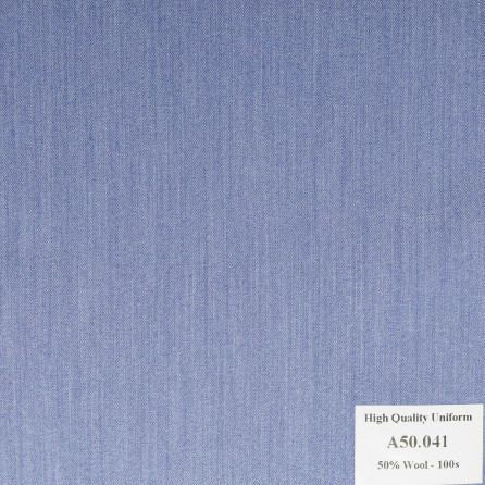 A50.041 Kevinlli V1 - Vải Suit 50% Wool - Xanh Dương Trơn